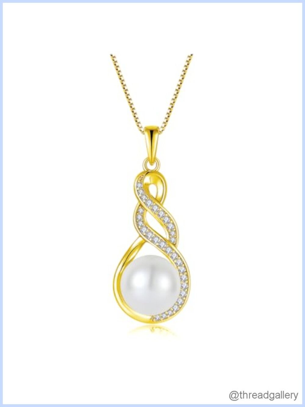 925 Sterling Silver Pearl Pendant Necklace Infinity Design Women's Jewelry Gift